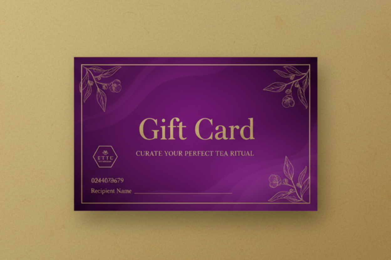 Gift card with floral designs on a gold background