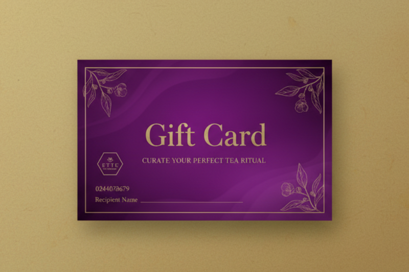 Gift card with floral designs on a gold background