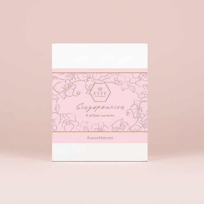 Packaging of Ette Hae pillow sachets with floral design and brand name on a light background