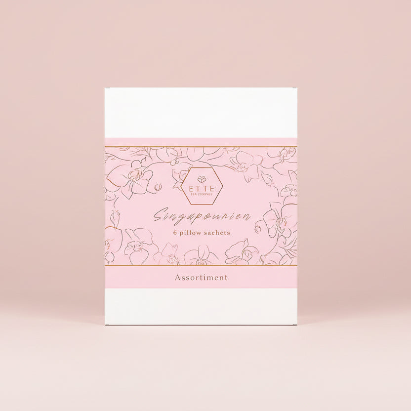 Packaging of Ette Hae pillow sachets with floral design and brand name on a light background