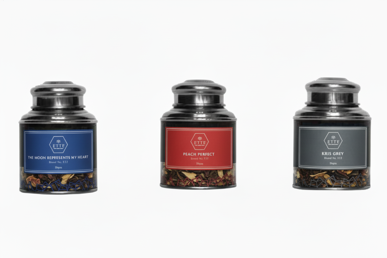 Three candle jars with labels on a white background